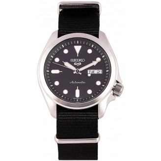 Sports 24-Jewel Stainless Steel Watch Black Nylon Strap SRPE67K1